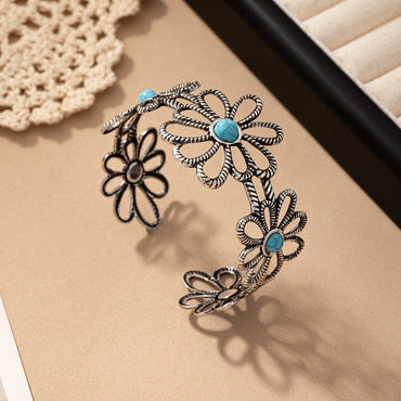 Classical Retro Flower Acrylic Alloy Wholesale Bangle