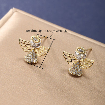 1 Pair Cute Xuping Simple Style Heart Shape Windmill Bird Plating Inlay Alloy Copper Alloy Artificial Gemstones 14k Gold Plated Ear Studs