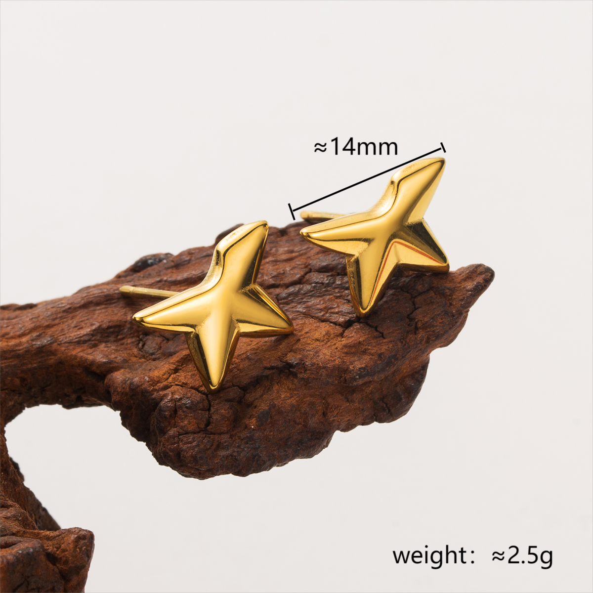 1 Pair Simple Style Star Plating Stainless Steel 18k Gold Plated Ear Studs