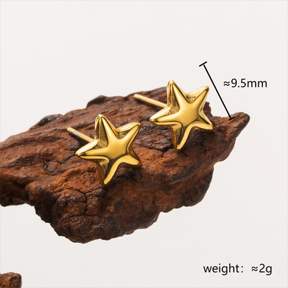 1 Pair Simple Style Star Plating Stainless Steel 18k Gold Plated Ear Studs