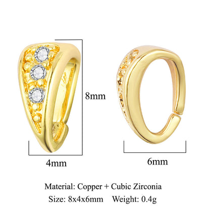 1 Piece Copper Zircon 18K Gold Plated Geometric Jewelry Buckle