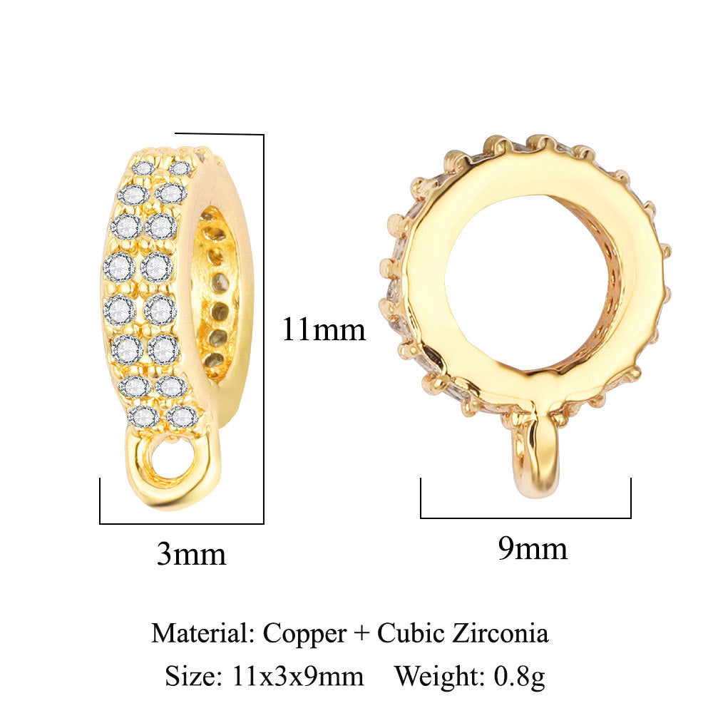 1 Piece Copper Zircon 18K Gold Plated Geometric Jewelry Buckle