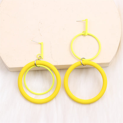 1 Pair Exaggerated Simple Style Round Spray Paint Alloy Drop Earrings