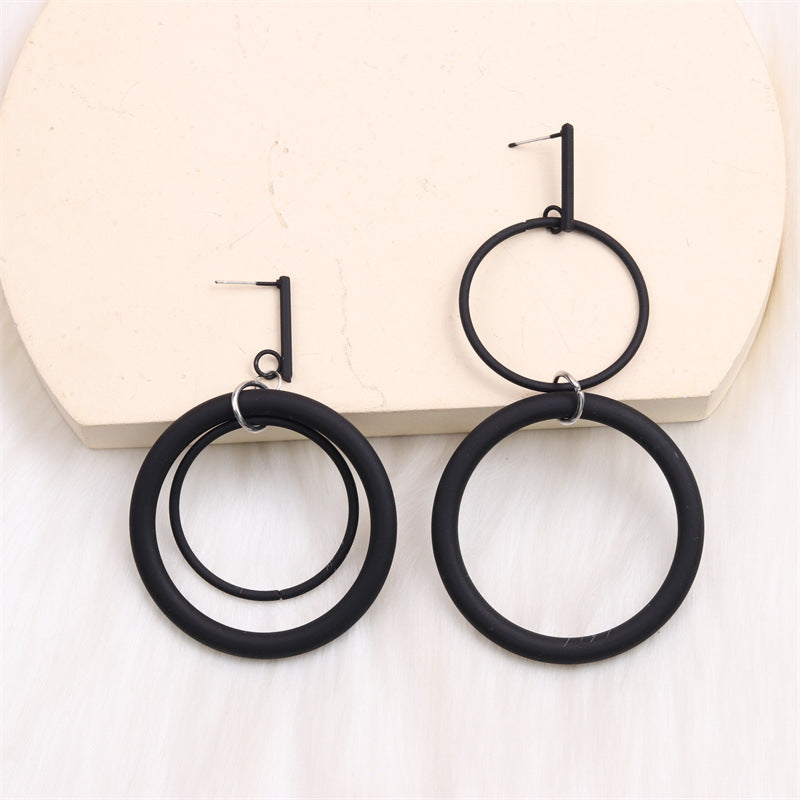 1 Pair Exaggerated Simple Style Round Spray Paint Alloy Drop Earrings