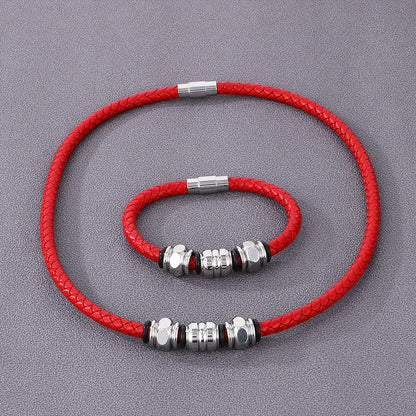 Simple Style Geometric Pu Leather Men's Bracelets Necklace