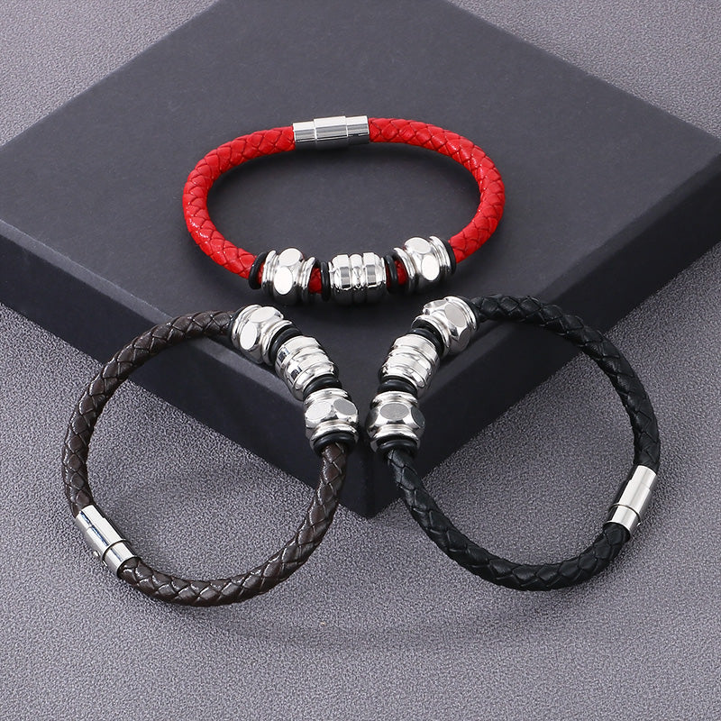 Simple Style Geometric Pu Leather Men's Bracelets Necklace