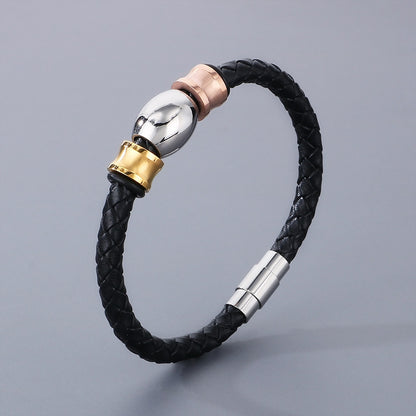 Hip-hop Geometric Pu Leather Titanium Steel Men's Bracelets Necklace