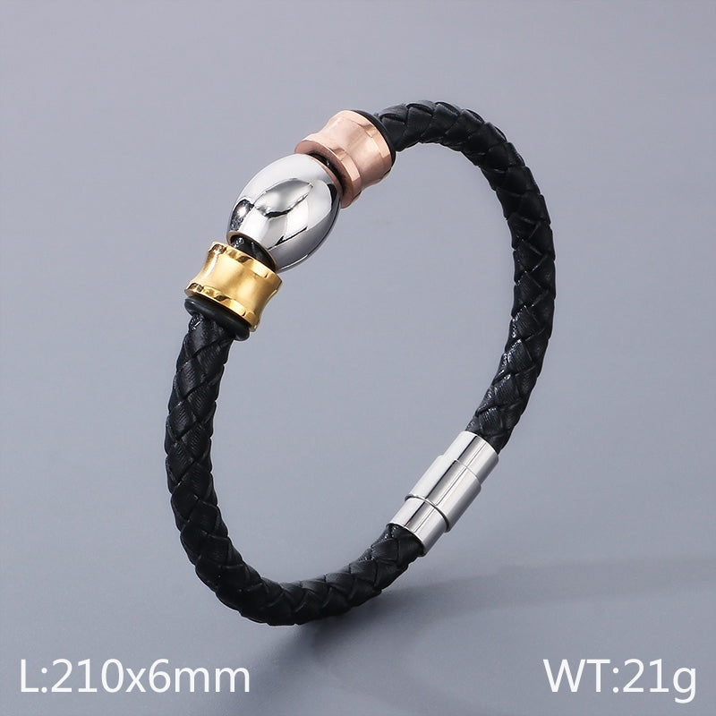 Hip-hop Geometric Pu Leather Titanium Steel Men's Bracelets Necklace