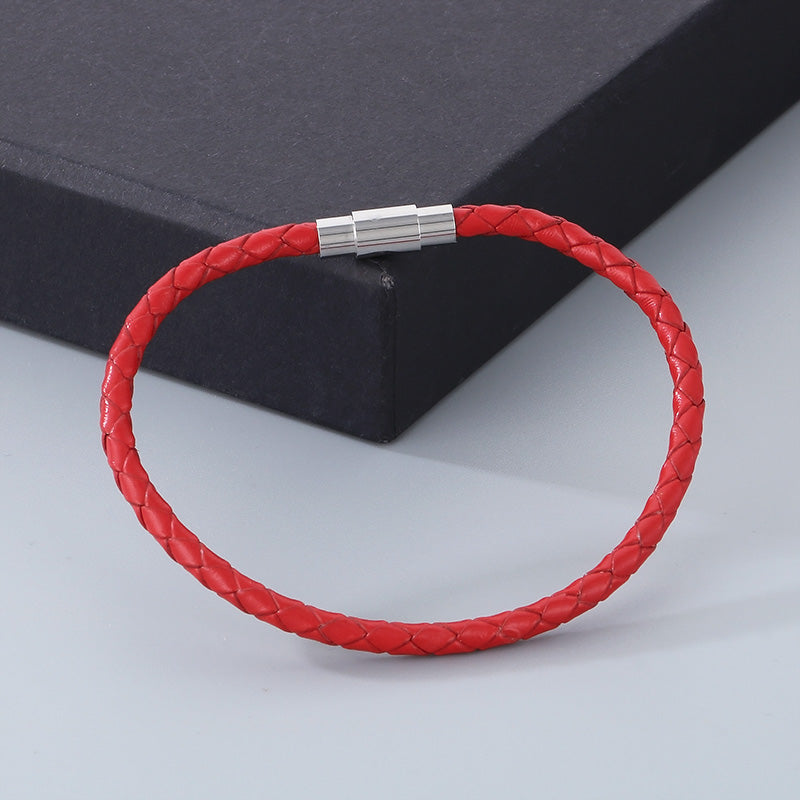 Simple Style Solid Color Leather Rope Men's Bracelets Necklace
