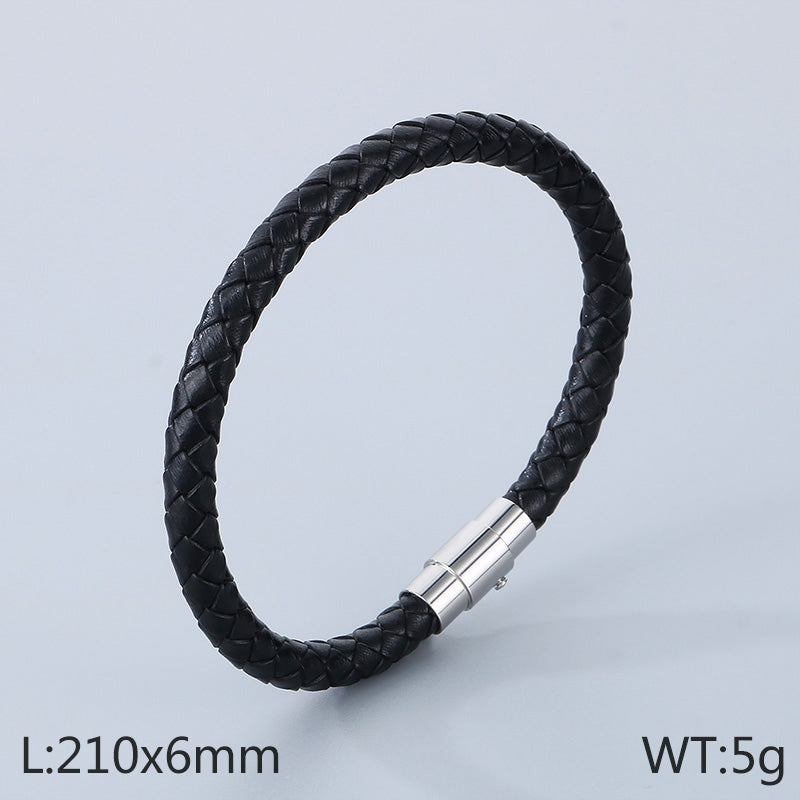 Simple Style Solid Color Leather Rope Men's Bracelets Necklace