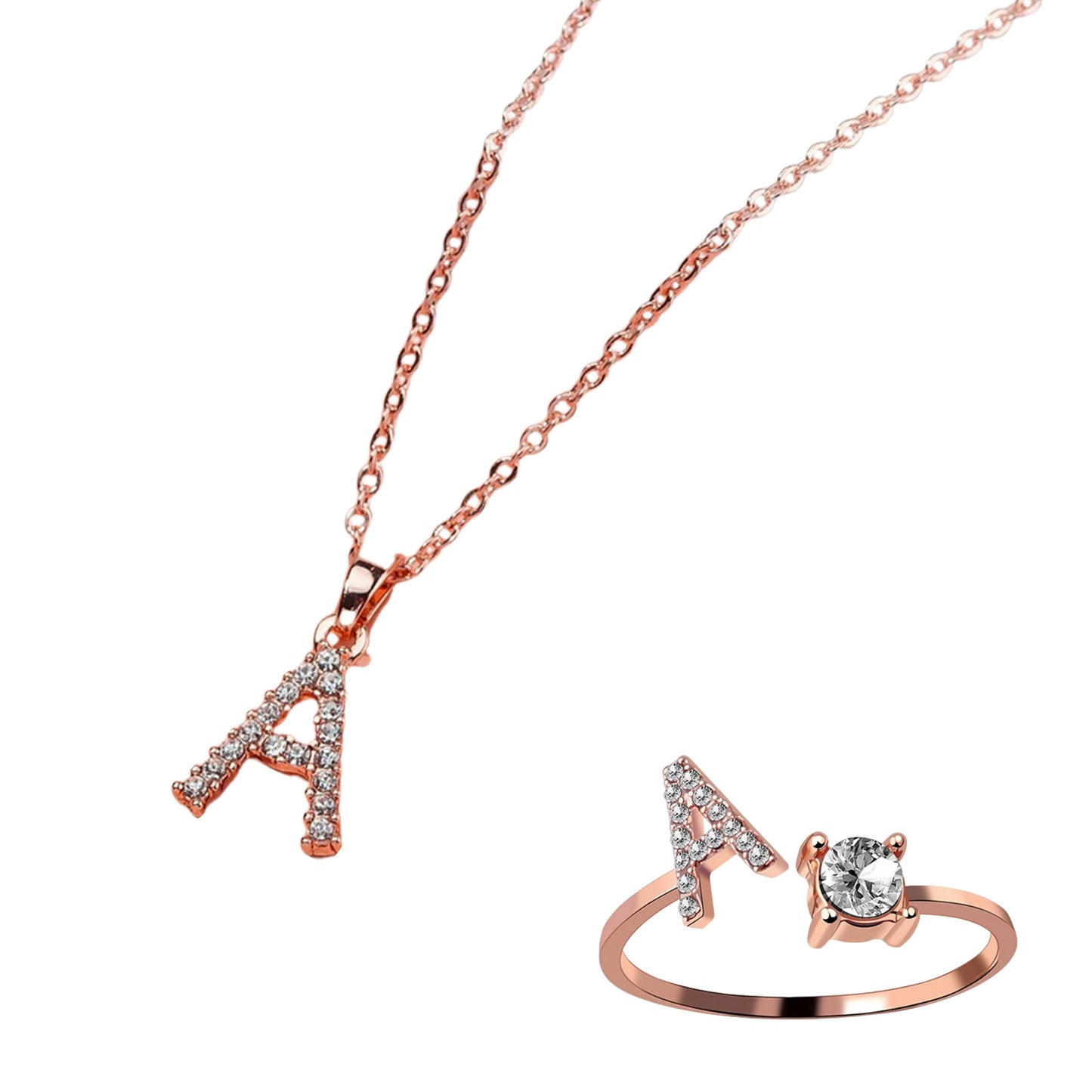 Classic Style Letter Copper Plating Inlay Zircon Rose Gold Plated Gold Plated Silver Plated Jewelry Set