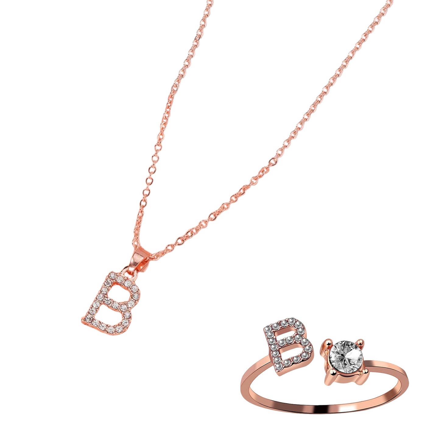 Classic Style Letter Copper Plating Inlay Zircon Rose Gold Plated Gold Plated Silver Plated Jewelry Set