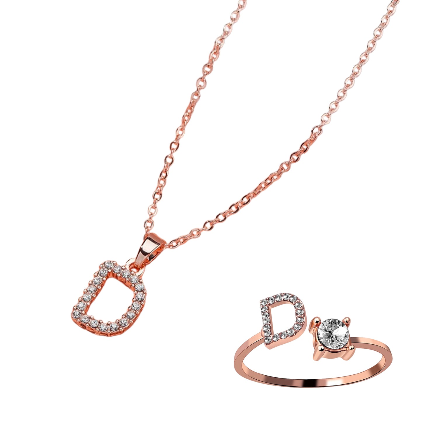 Classic Style Letter Copper Plating Inlay Zircon Rose Gold Plated Gold Plated Silver Plated Jewelry Set