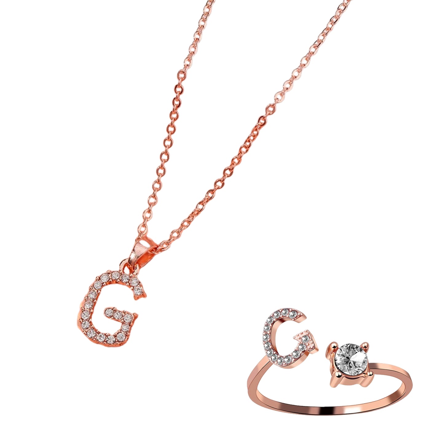 Classic Style Letter Copper Plating Inlay Zircon Rose Gold Plated Gold Plated Silver Plated Jewelry Set