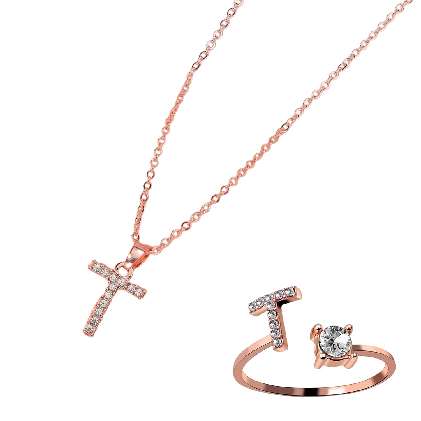 Classic Style Letter Copper Plating Inlay Zircon Rose Gold Plated Gold Plated Silver Plated Jewelry Set