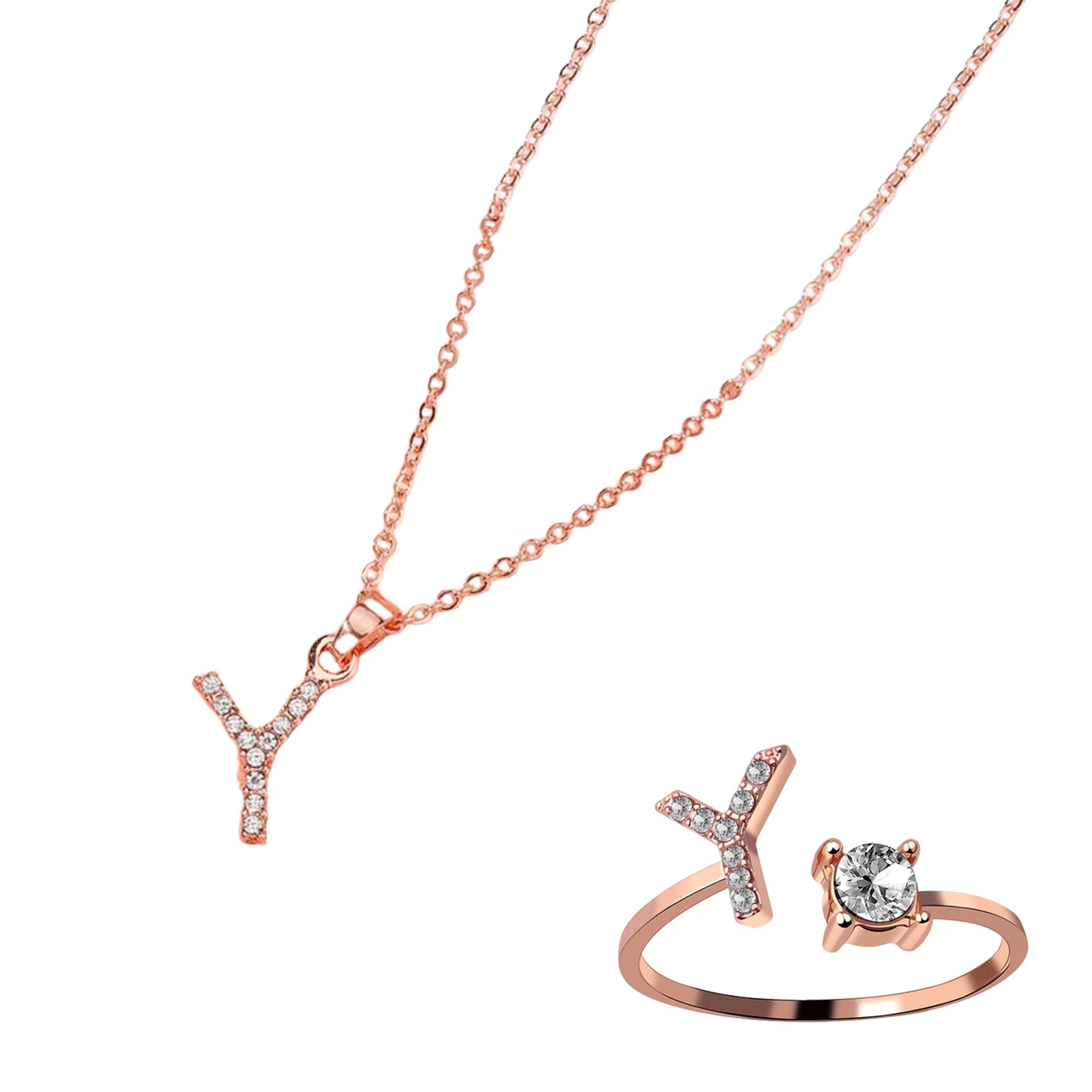 Classic Style Letter Copper Plating Inlay Zircon Rose Gold Plated Gold Plated Silver Plated Jewelry Set