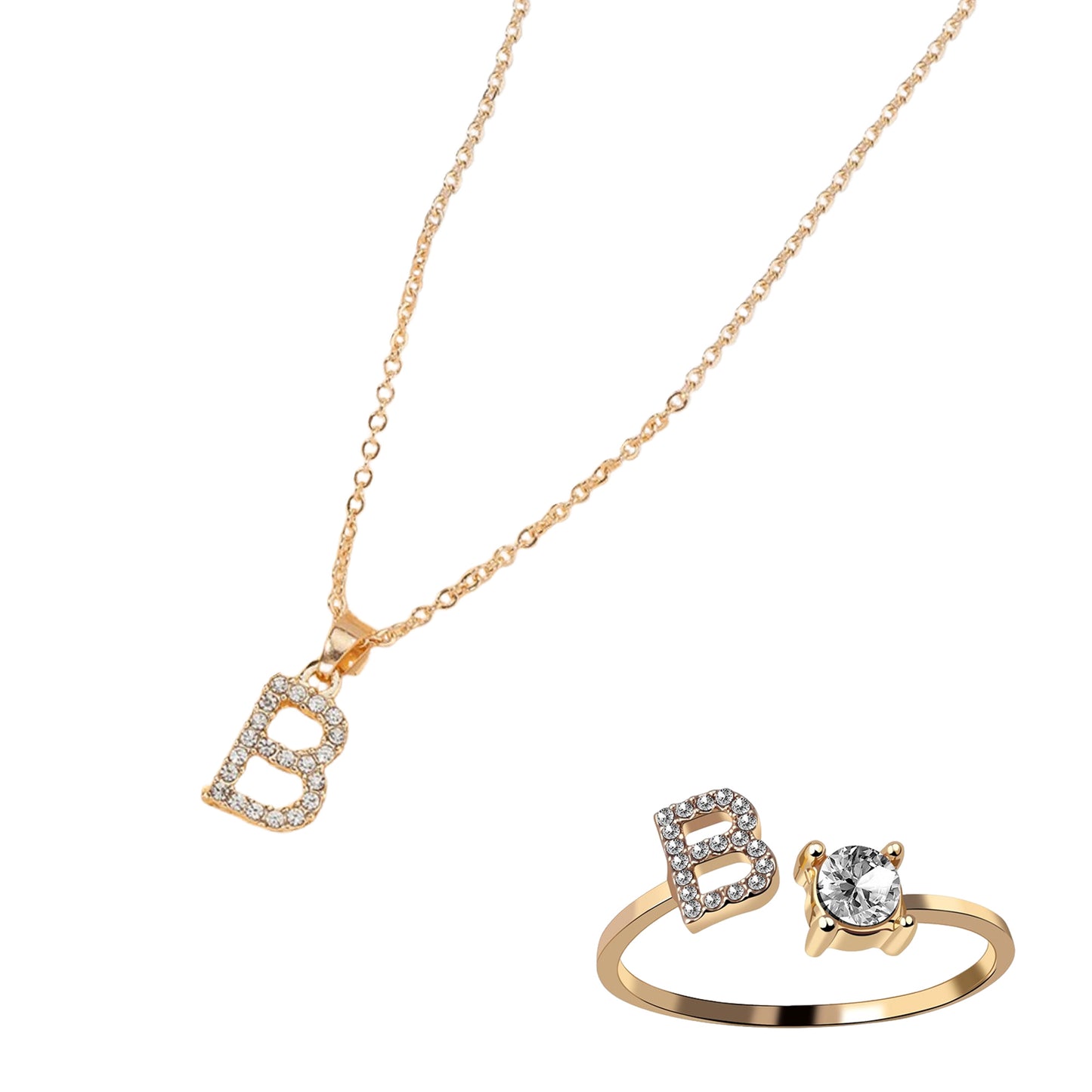 Classic Style Letter Copper Plating Inlay Zircon Rose Gold Plated Gold Plated Silver Plated Jewelry Set