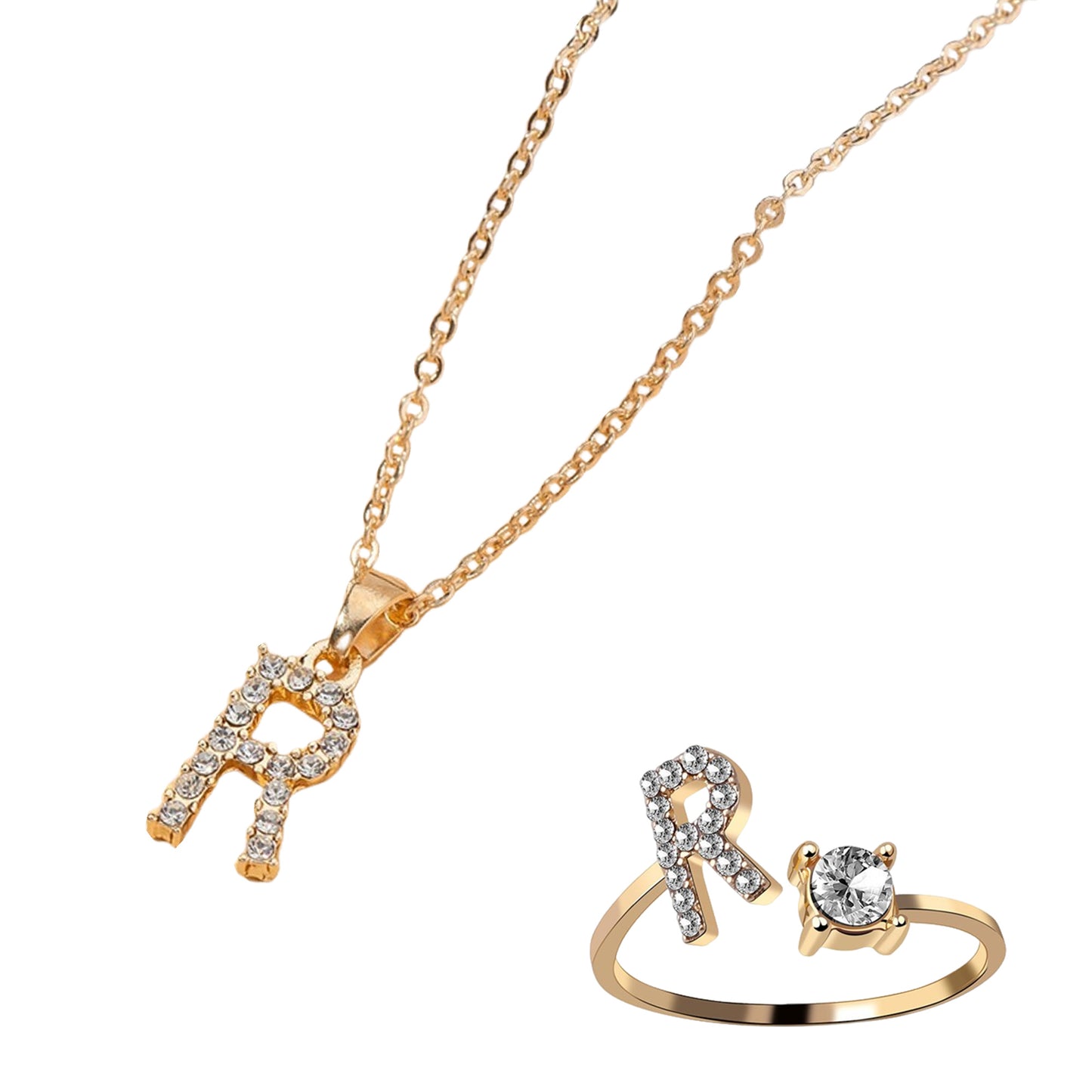 Classic Style Letter Copper Plating Inlay Zircon Rose Gold Plated Gold Plated Silver Plated Jewelry Set