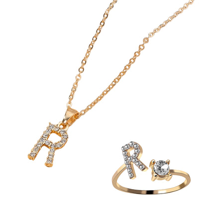 Classic Style Letter Copper Plating Inlay Zircon Rose Gold Plated Gold Plated Silver Plated Jewelry Set