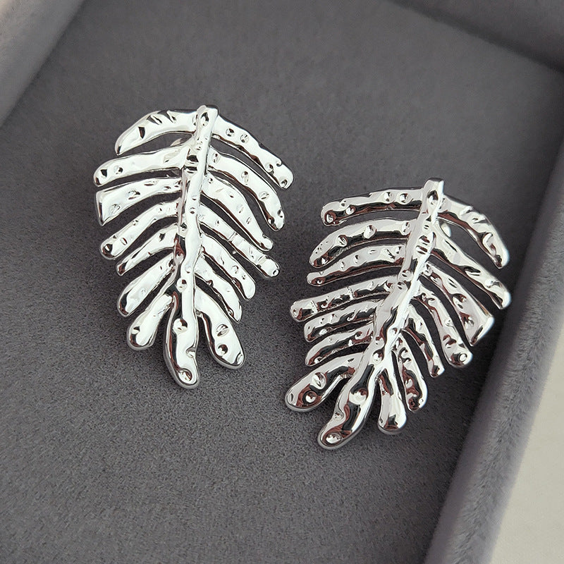 1 Pair Simple Style Leaves Plating Copper Drop Earrings