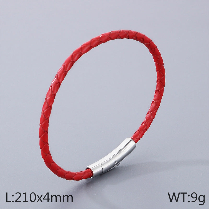 Hip-hop Simple Style Solid Color Leather Titanium Steel Braid Men's Bracelets Necklace