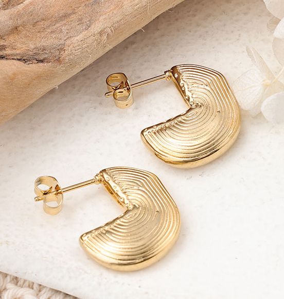 1 Pair Ig Style Semicircle Plating Stainless Steel Ear Studs