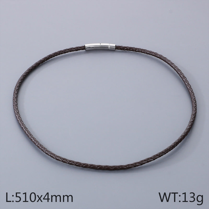 Hip-hop Simple Style Solid Color Leather Titanium Steel Braid Men's Bracelets Necklace