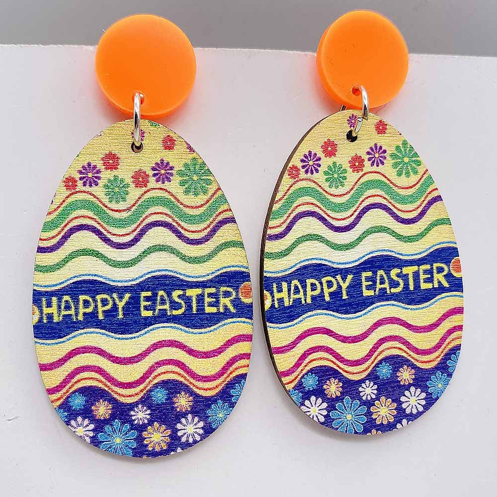 1 Pair Cute Rabbit Letter Wood Drop Earrings