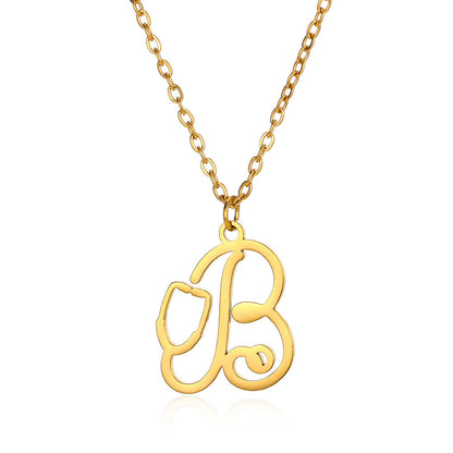 Stainless Steel Simple Style Letter Plating Pendant Necklace