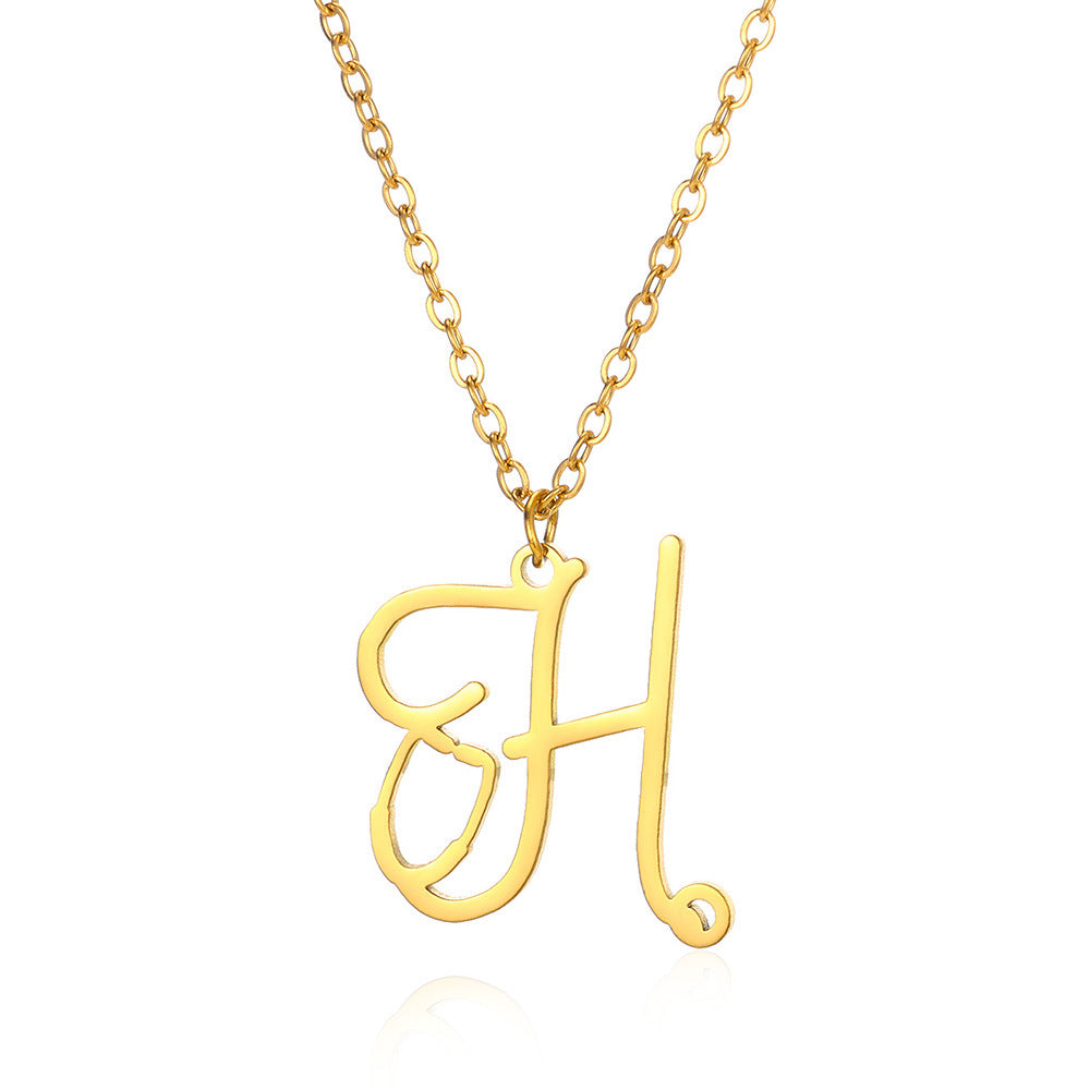 Stainless Steel Simple Style Letter Plating Pendant Necklace