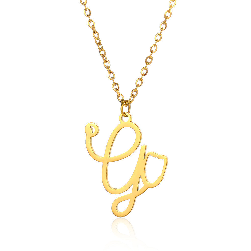 Stainless Steel Simple Style Letter Plating Pendant Necklace