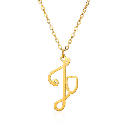 Stainless Steel Simple Style Letter Plating Pendant Necklace