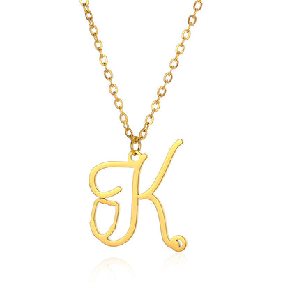 Stainless Steel Simple Style Letter Plating Pendant Necklace