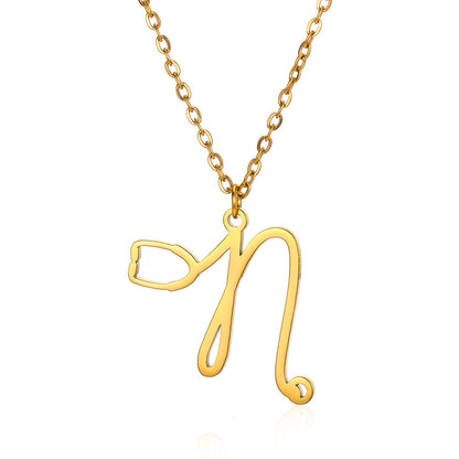 Stainless Steel Simple Style Letter Plating Pendant Necklace