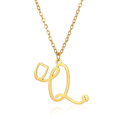 Stainless Steel Simple Style Letter Plating Pendant Necklace