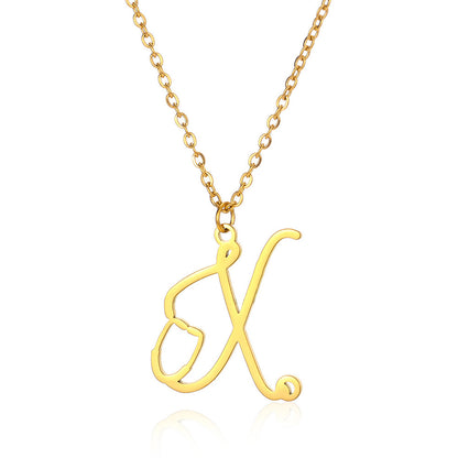 Stainless Steel Simple Style Letter Plating Pendant Necklace