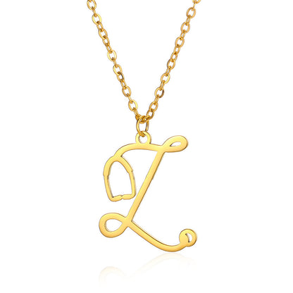 Stainless Steel Simple Style Letter Plating Pendant Necklace