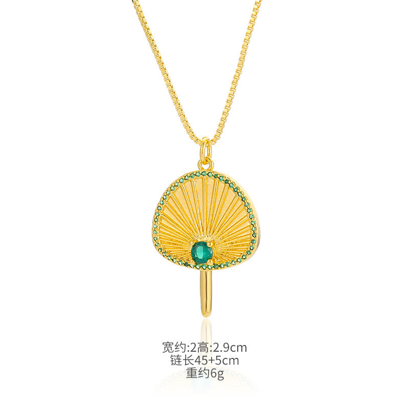 Ig Style Simple Style Rainbow Lollipop Copper Plating Inlay Zircon Gold Plated Pendant Necklace