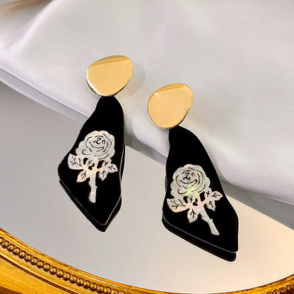 1 Pair Retro Geometric Rose Plating Arylic Drop Earrings