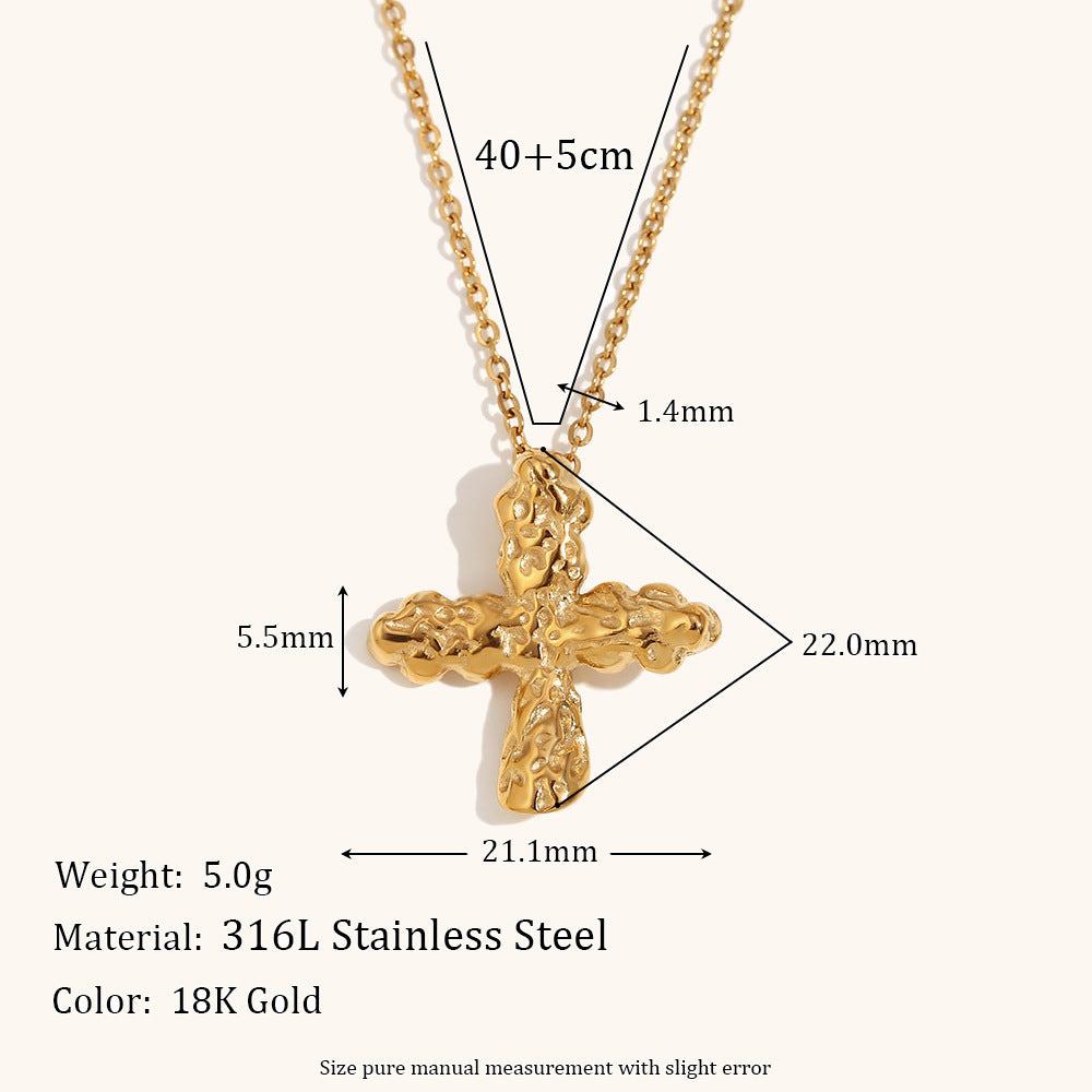 Stainless Steel Titanium Steel Simple Style Cross Plating Pendant Necklace