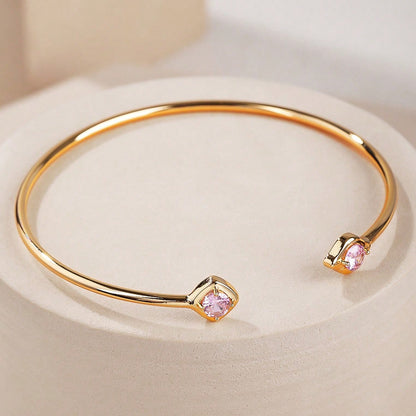 Copper Gold Plated Elegant Classic Style Geometric Plating Inlay Zircon Bangle