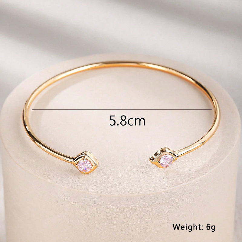 Copper Gold Plated Elegant Classic Style Geometric Plating Inlay Zircon Bangle