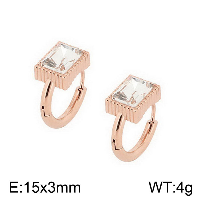 1 Pair Simple Style Oval Butterfly Rectangle Plating Inlay Titanium Steel Zircon 18K Gold Plated Hoop Earrings