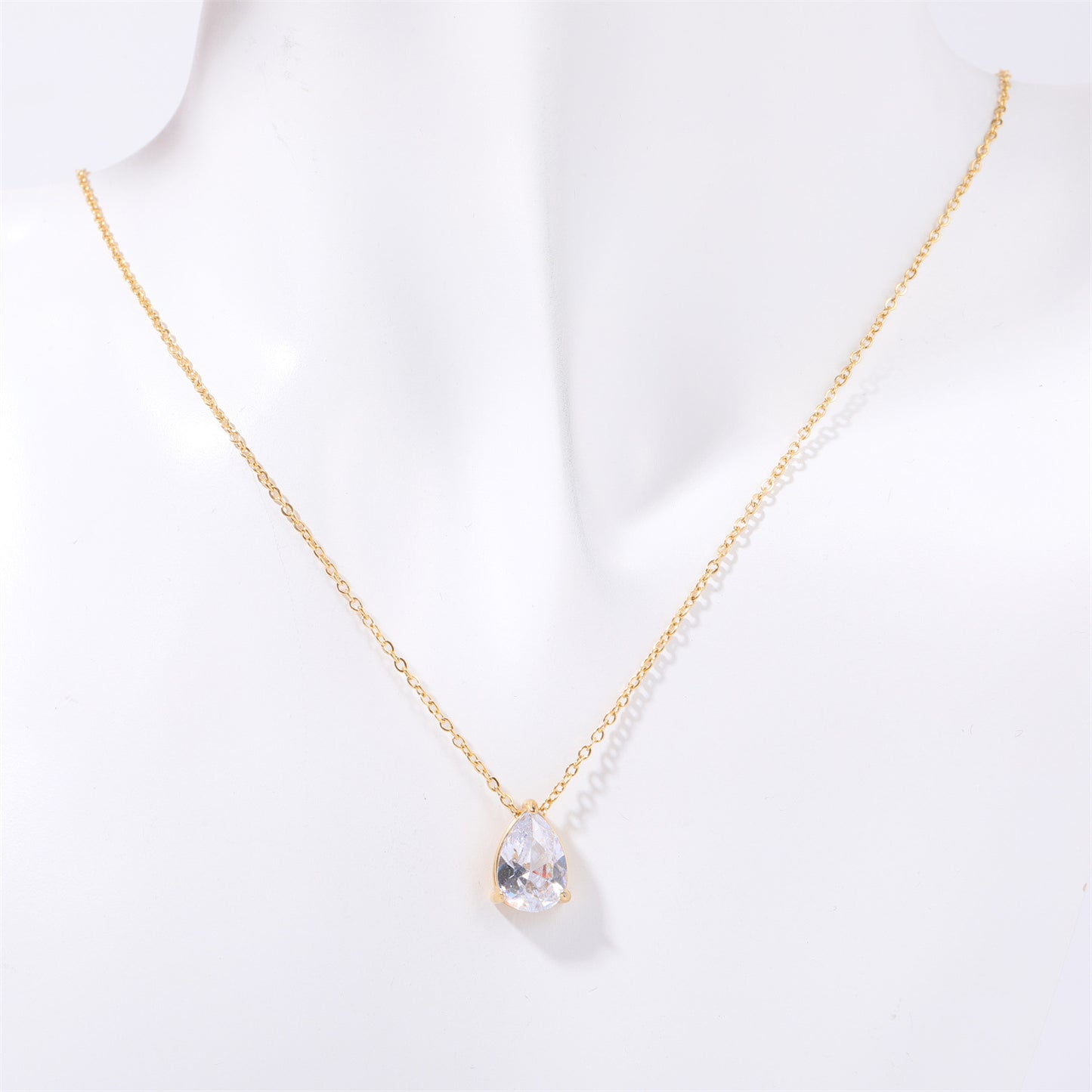 Casual Simple Style Water Droplets Stainless Steel Plating Zircon 14k Gold Plated Pendant Necklace