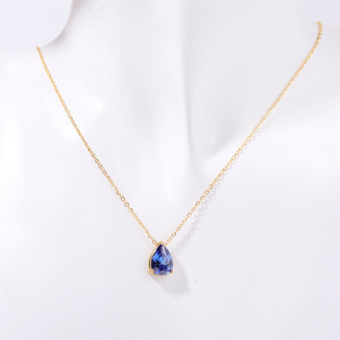 Casual Simple Style Water Droplets Stainless Steel Plating Zircon 14k Gold Plated Pendant Necklace