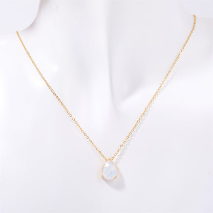 Casual Simple Style Water Droplets Stainless Steel Plating Zircon 14k Gold Plated Pendant Necklace