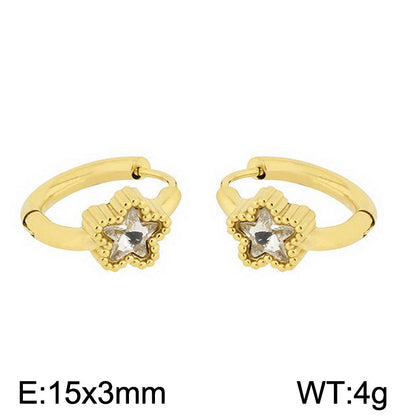 1 Pair Simple Style Oval Butterfly Rectangle Plating Inlay Titanium Steel Zircon 18K Gold Plated Hoop Earrings