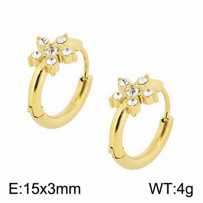 1 Pair Simple Style Oval Butterfly Rectangle Plating Inlay Titanium Steel Zircon 18K Gold Plated Hoop Earrings