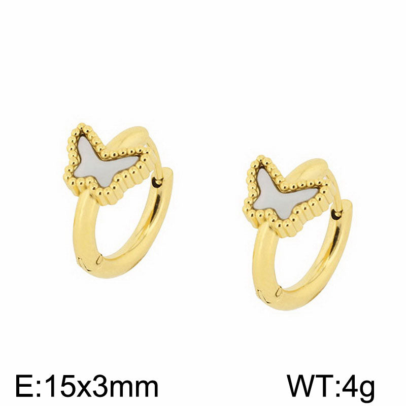 1 Pair Simple Style Oval Butterfly Rectangle Plating Inlay Titanium Steel Zircon 18K Gold Plated Hoop Earrings