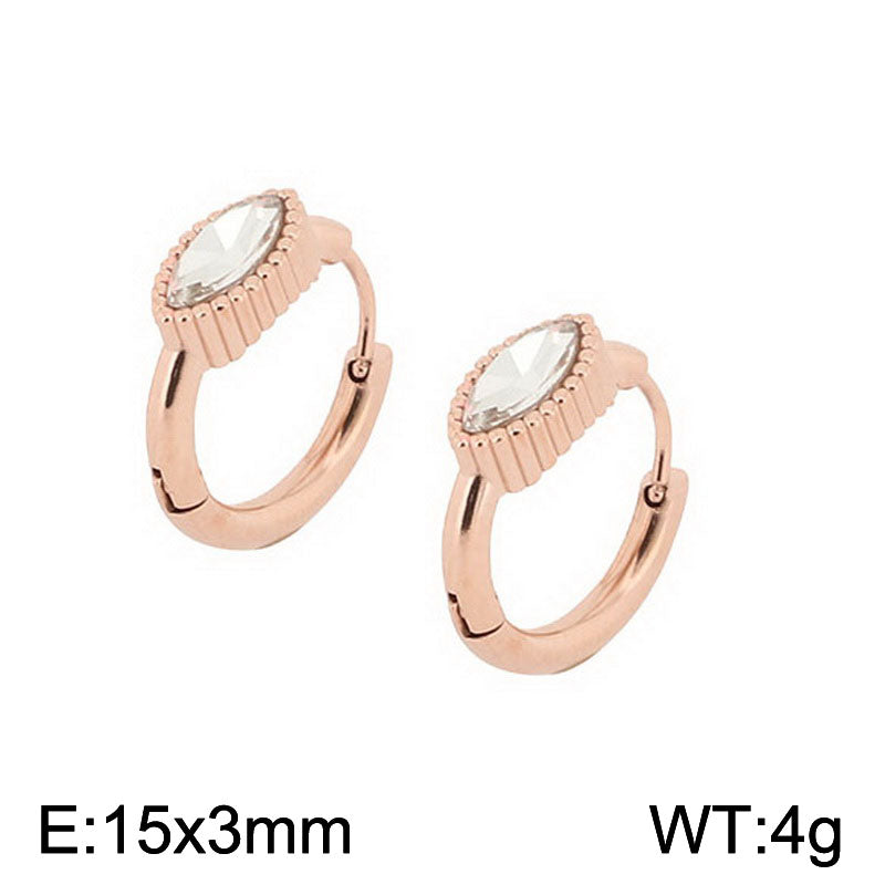 1 Pair Simple Style Oval Butterfly Rectangle Plating Inlay Titanium Steel Zircon 18K Gold Plated Hoop Earrings